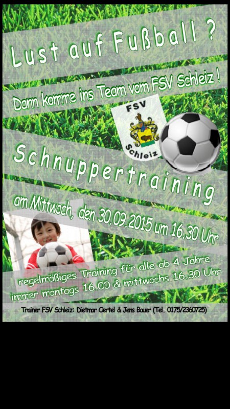 Fußball-Schnuppertag für Jungen und Mädchen am 30.09.2015